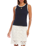 Karen Kane Womens Edge Stitch Contrast Tank Top