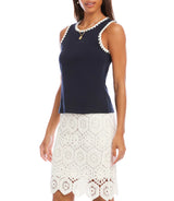 Karen Kane Womens Edge Stitch Contrast Tank Top