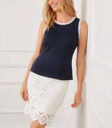 Karen Kane Womens Edge Stitch Contrast Tank Top