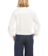 Karen Kane Womens Blouson Sleeve Embroidered Tie-Front Top