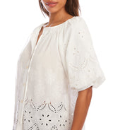 Karen Kane Womens Puff Sleeve Embroidered Top