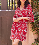 Karen Kane Womens Flare Sleeve Embroidered Dress