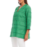 Karen Kane Womens 3/4 Sleeve Embroidered Tunic Top