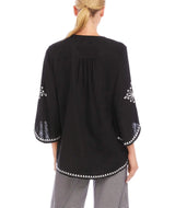 Karen Kane Womens Bracelet Sleeve Embroidered Asymmetric Top