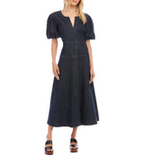 Karen Kane Womens Puff Sleeve Midi Dress