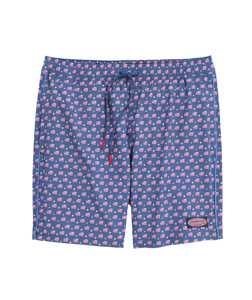 Vineyard Vines Mens 7" Printed Piped Chappy Swim Trunks