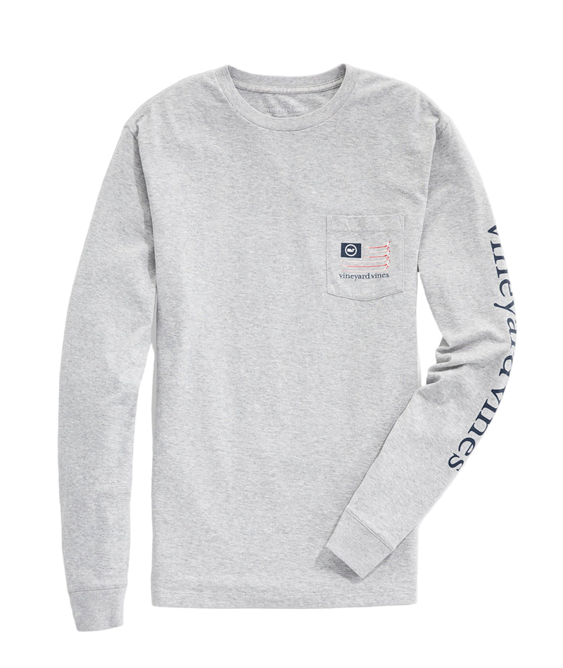 Vineyard Vins Mens Hockey Flag Long-Sleeve Pocket T-Shirt