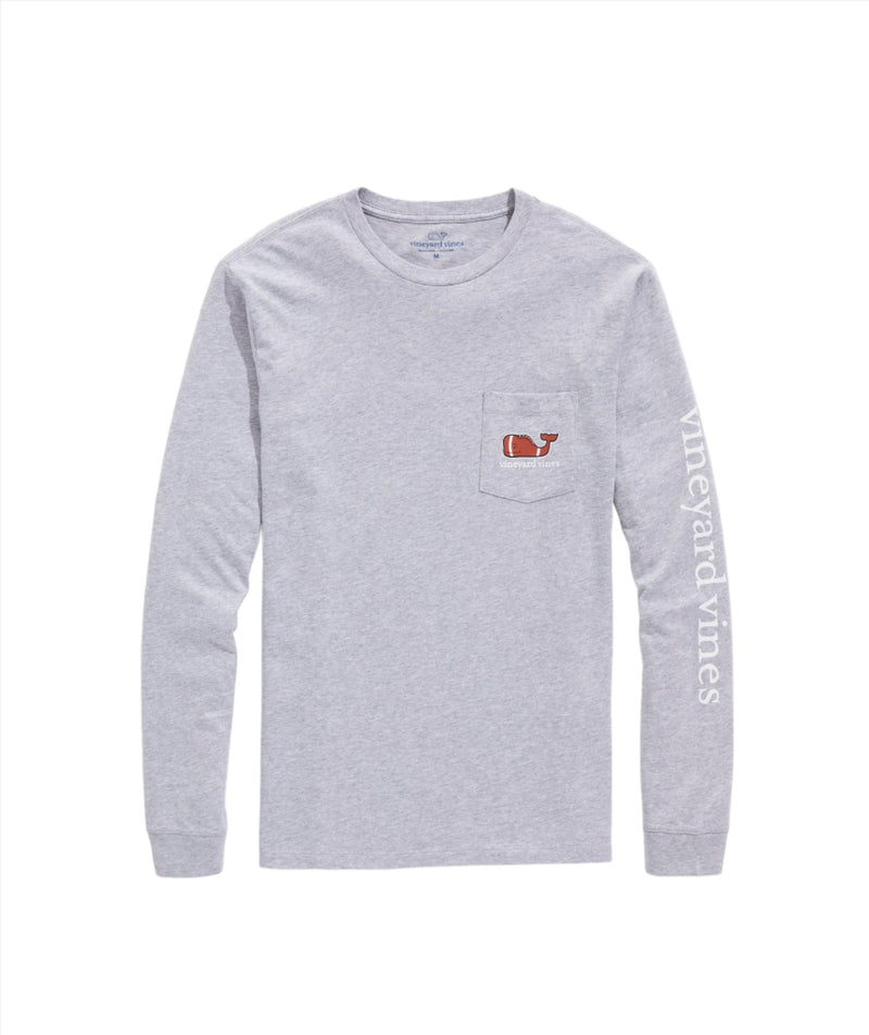 Vineyard Vines Mens Football Whale Long Sleeve Pocket T-Shirt