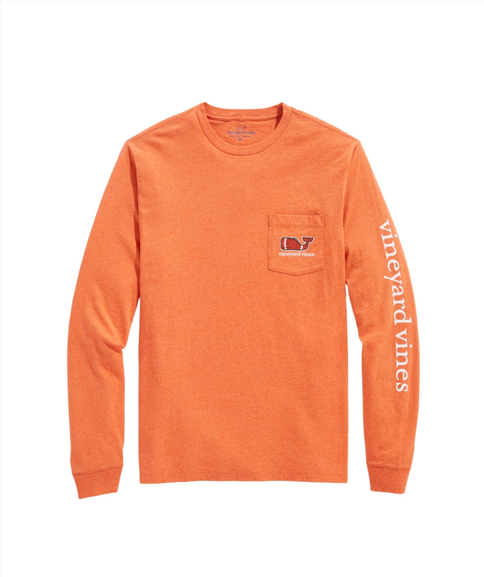 Vineyard Vines Mens Football Whale Long Sleeve Pocket T-Shirt