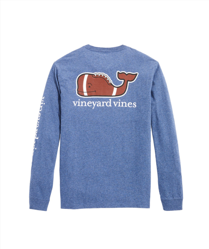 Vineyard Vines Mens Football Whale Long Sleeve Pocket T-Shirt