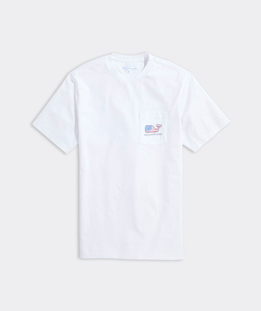 Vineyard Vines Mens Flag Whale Short Sleeve Pocket T-Shirt