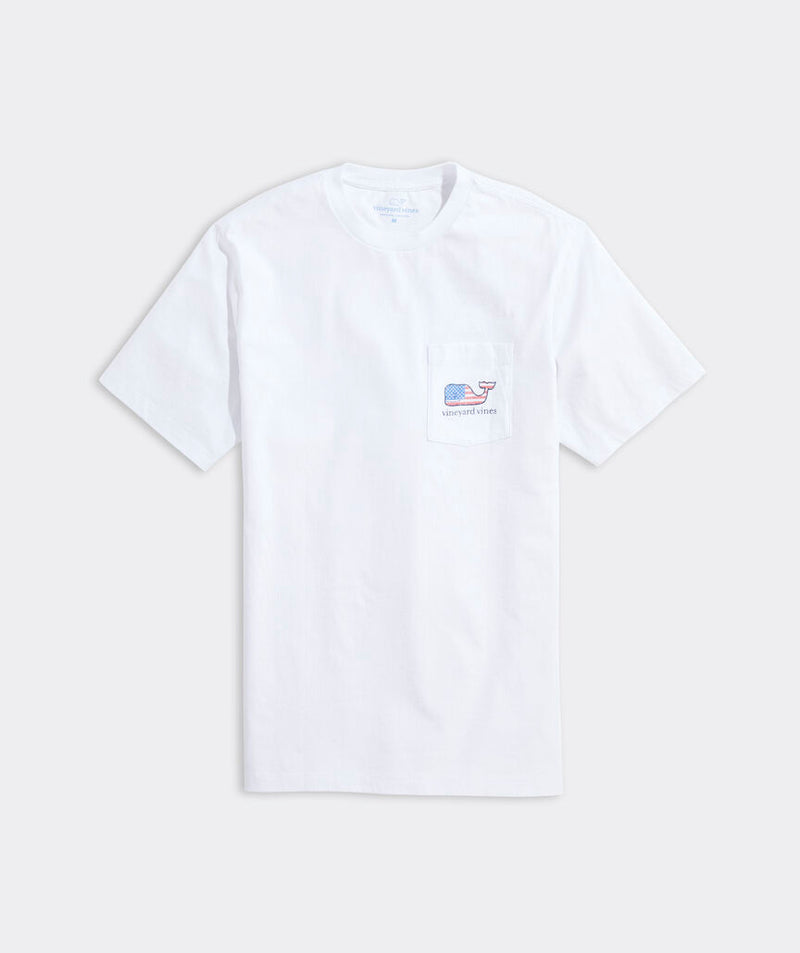 Vineyard Vines Mens Flag Whale Short Sleeve Pocket T-Shirt
