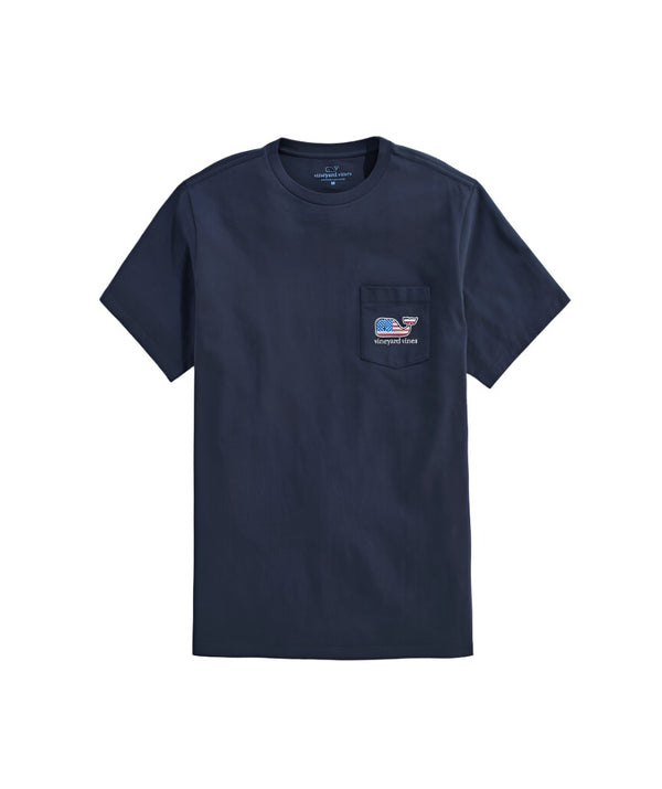Vineyard Vines Mens Flag Whale Short Sleeve Pocket T-Shirt