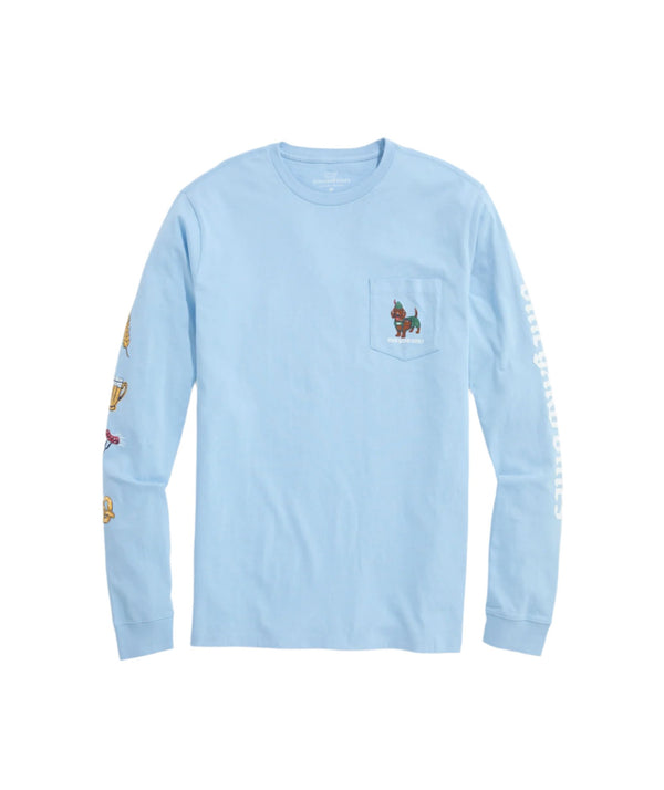 Vineyard Vines Mens Oktoberfest Wiener Dog Long Sleeve Pocket T-Shirt