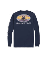 Vineyard Vines Mens Sunset Pier Bernese Mountain Dog Long Sleeve Pocket T-Shirt