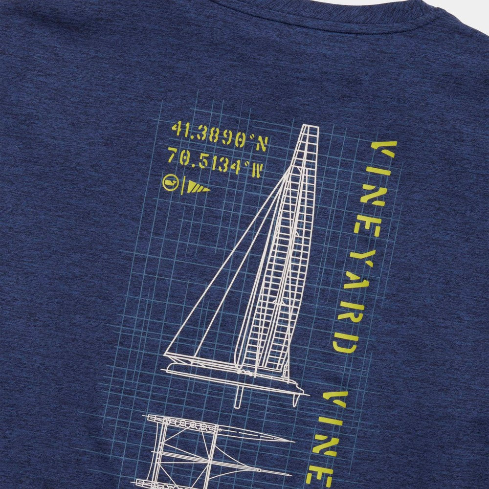 Vineyard Vines Mens Cata Blueprint Harbor Performance Short Sleeve T-Shirt