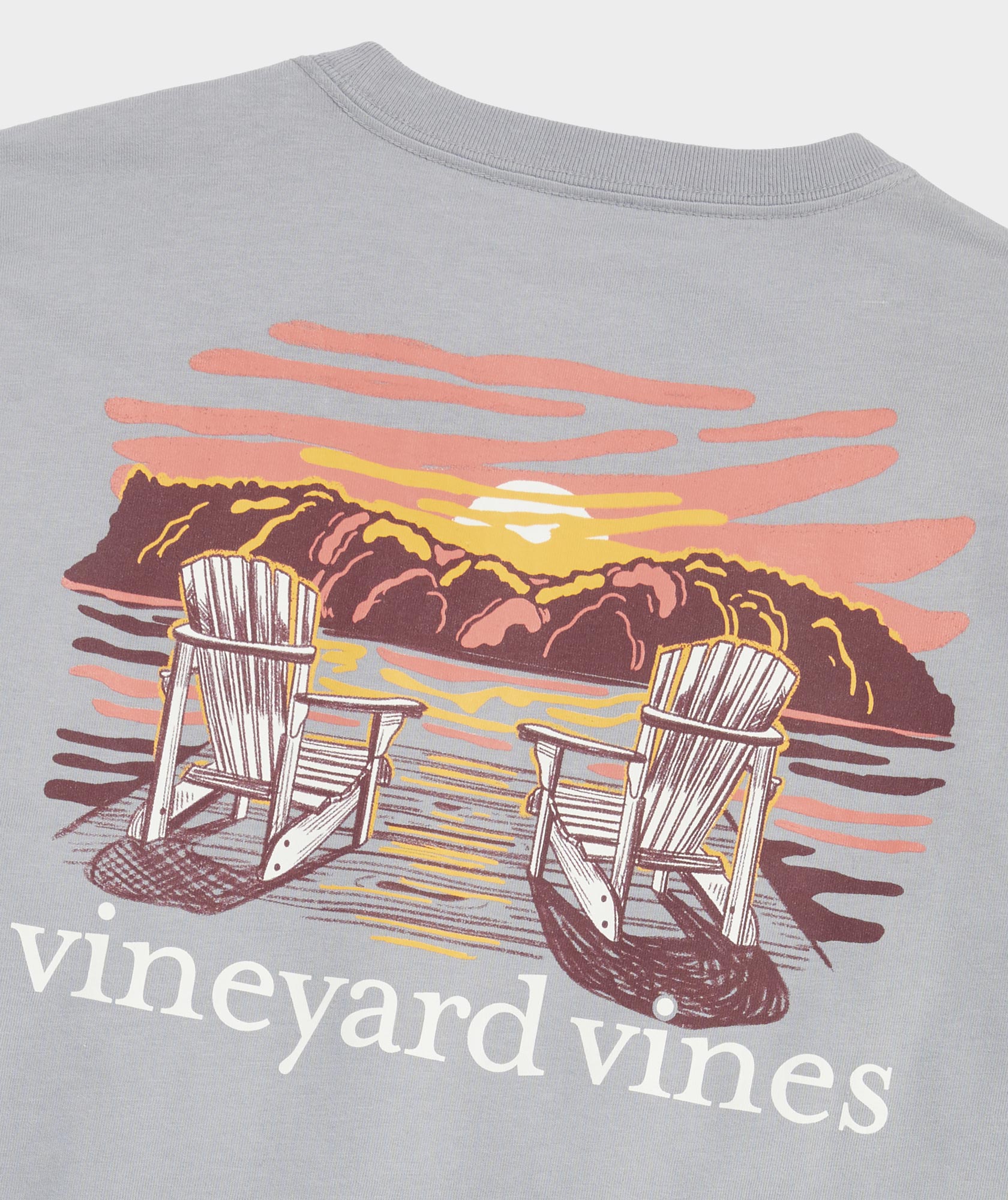 Vineyard Vines Mens Adirondack Sunset Long Sleeve Pocket T-Shirt