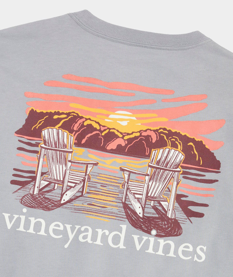 Vineyard Vines Mens Adirondack Sunset Long Sleeve Pocket T-Shirt