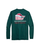 Vineyard Vines Mens Santa Whale Long Sleeve Pocket T-Shirt