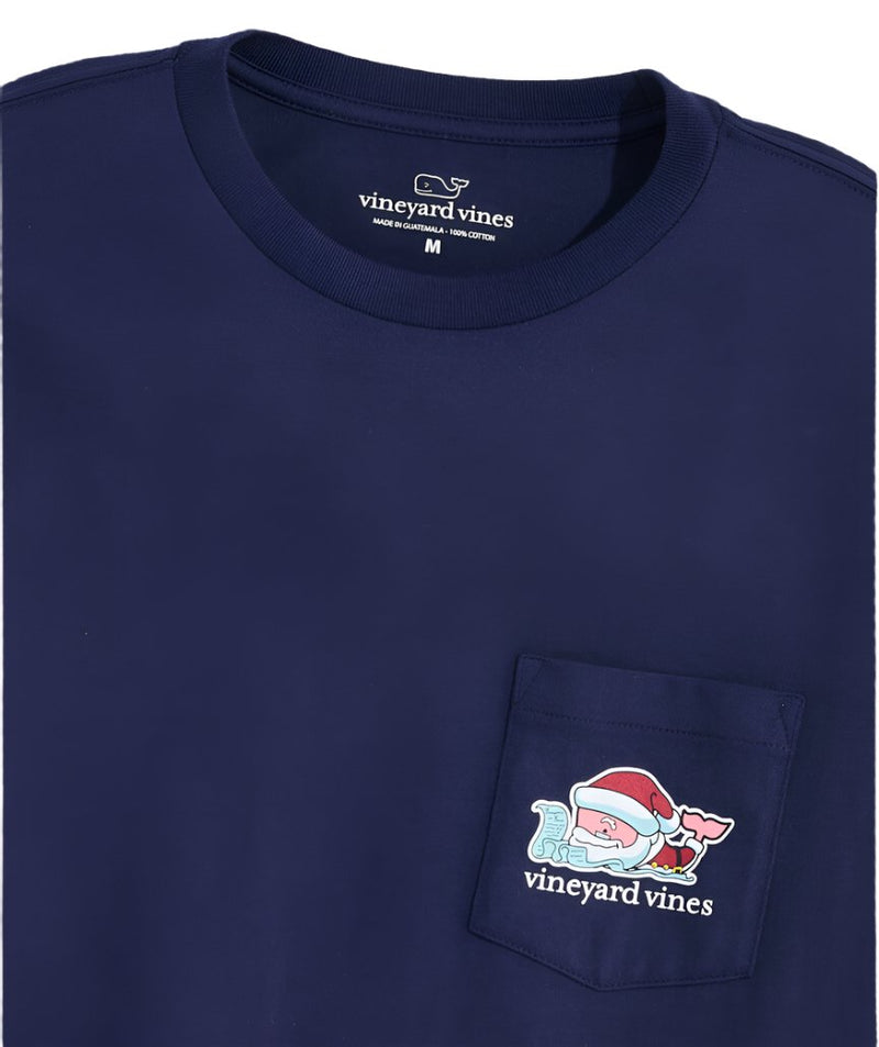 Vineyard Vines Mens Santas List Whale Long Sleeve Pocket T-Shirt