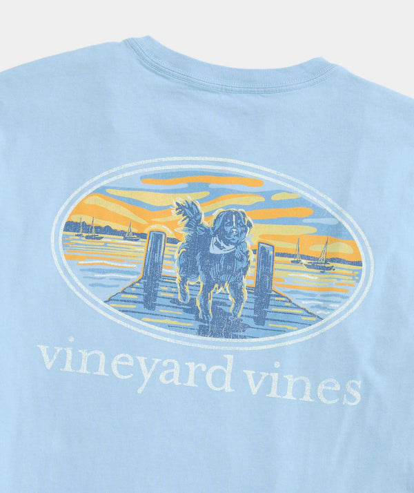 Vineyard Vines Mens Sunset Pier Bernese Mountain Dog Short Sleeve T-Shirt