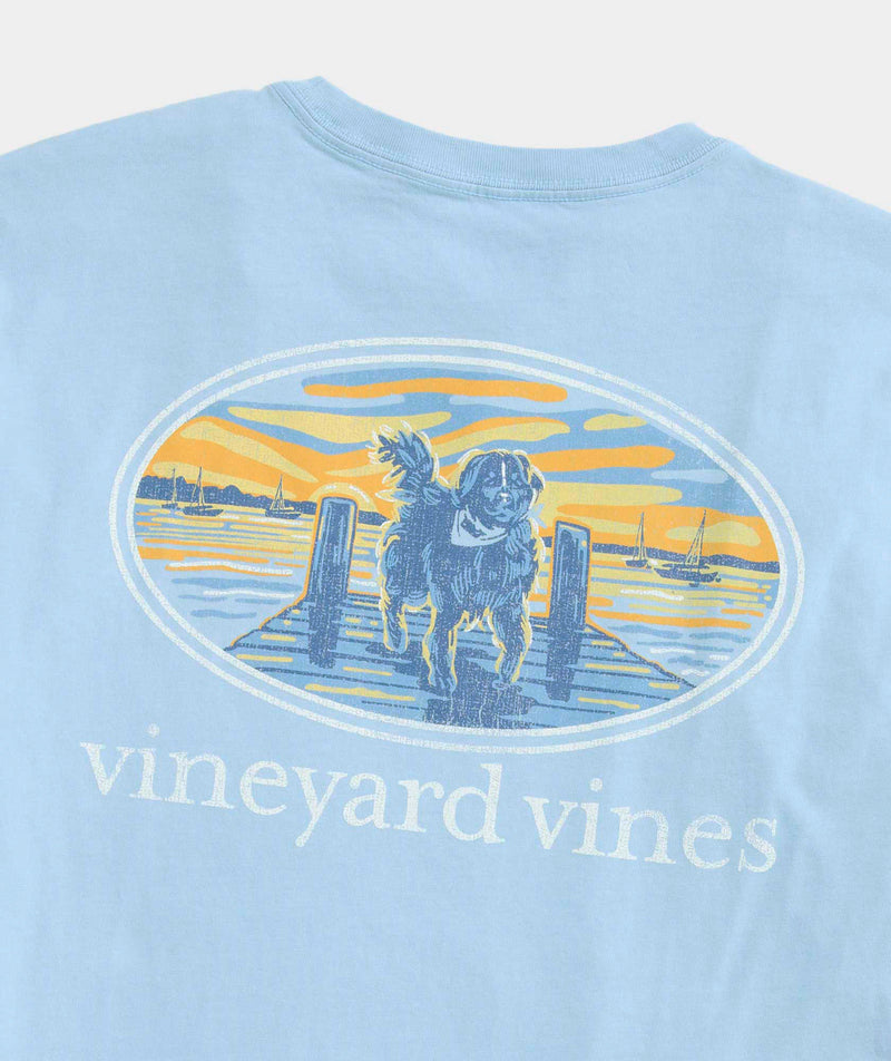 Vineyard Vines Mens Sunset Pier Bernese Mountain Dog Short Sleeve T-Shirt