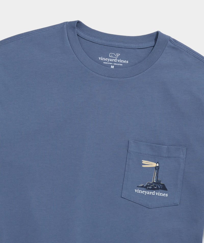 Vineyard Vines Mens Lighthouse At Dusk Long Sleeve Pocket T-Shirt