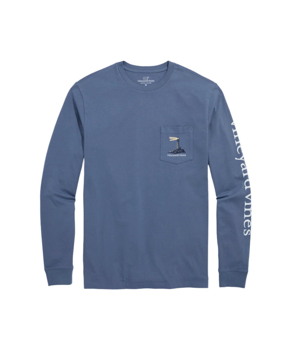 Vineyard Vines Mens Lighthouse At Dusk Long Sleeve Pocket T-Shirt