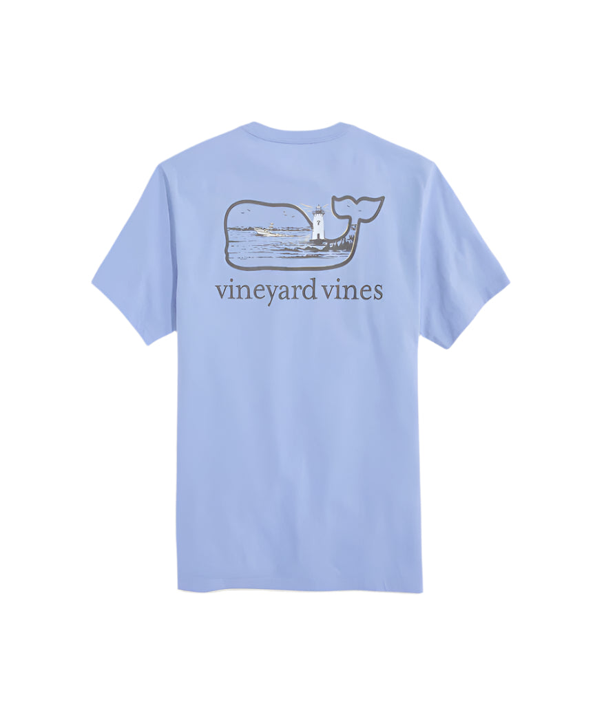 Vineyard Vines Mens Lighthouse Whale Scenic Short-Sleeve Pocket T-Shirt