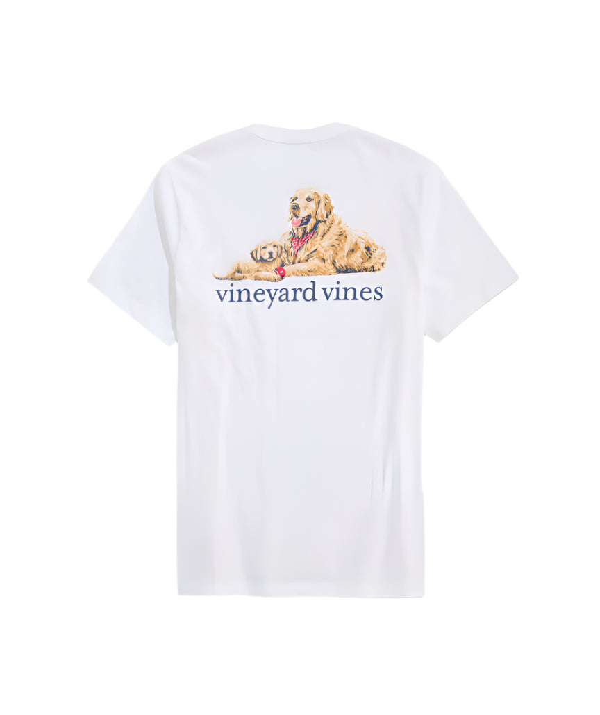 Vineyard Vines Mens Golden Pup Father's Day Pocket Short Sleeve