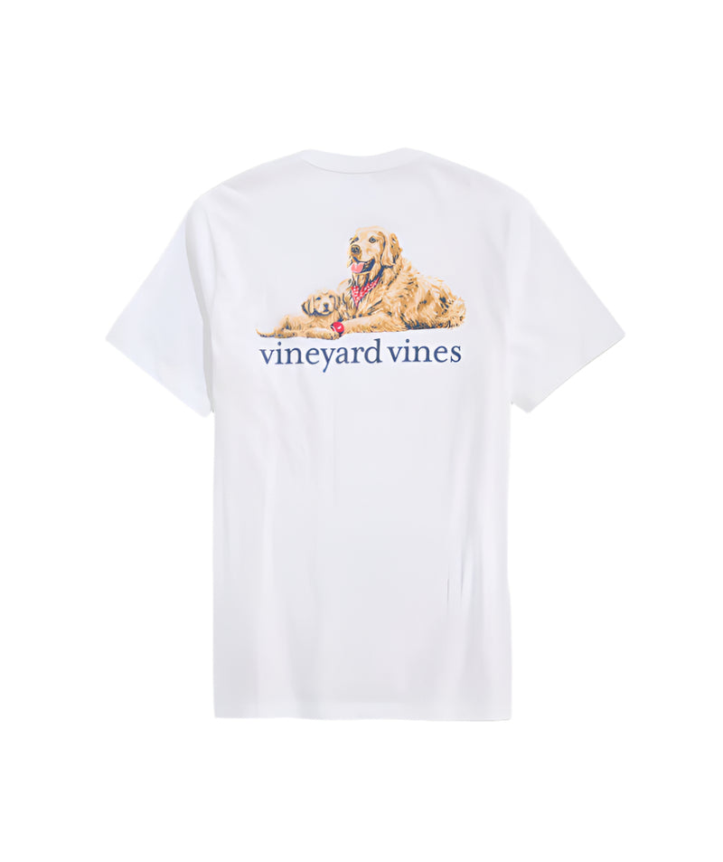 Vineyard Vines Mens Golden & Pup Father's Day Pocket Short Sleeve T-Shirt