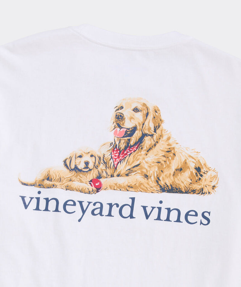 Vineyard Vines Mens Golden & Pup Father's Day Pocket Short Sleeve T-Shirt