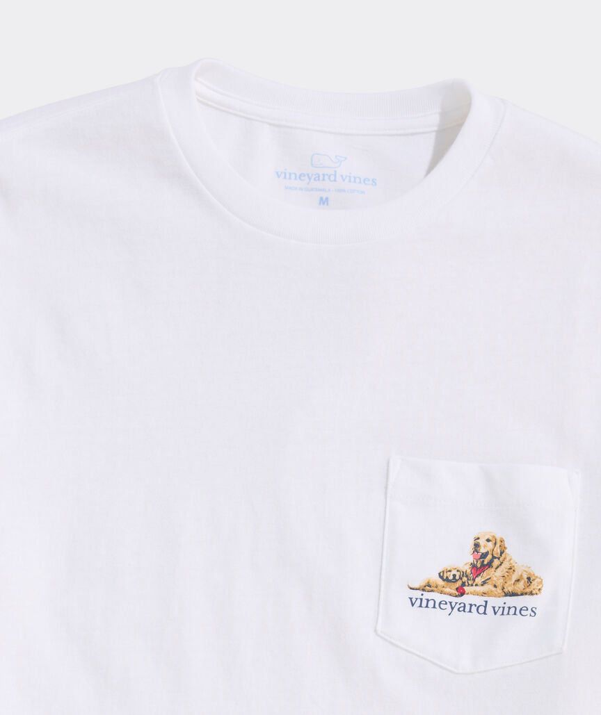 Vineyard Vines Mens Golden & Pup Father's Day Pocket Short Sleeve T-Shirt