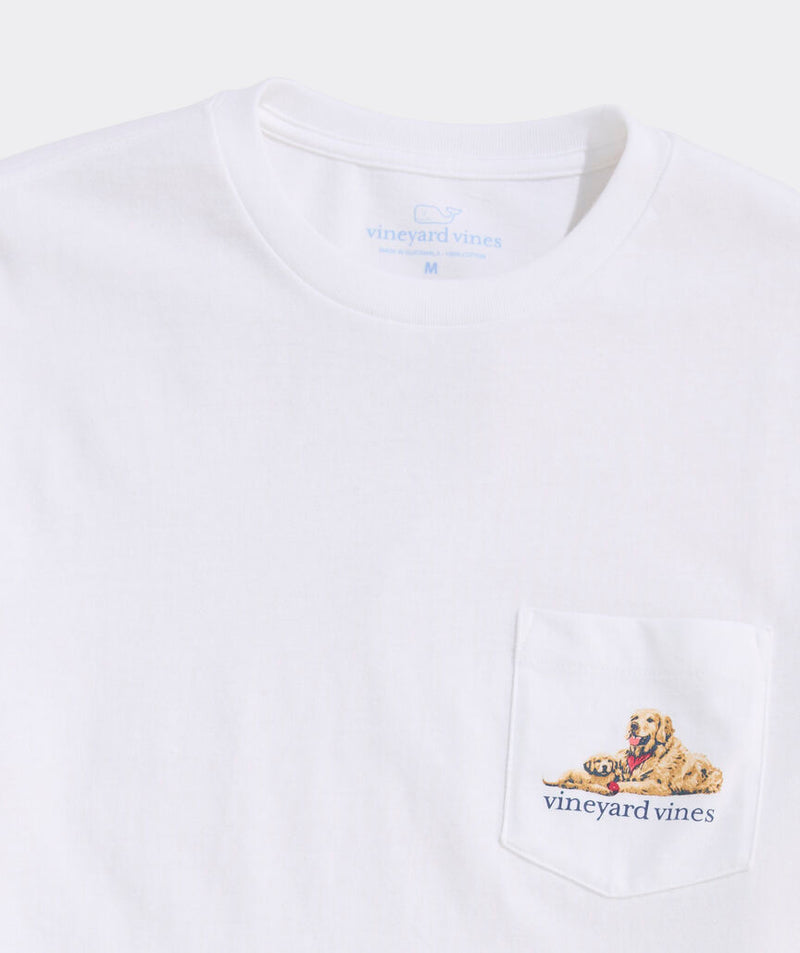 Vineyard Vines Mens Golden & Pup Father's Day Pocket Short Sleeve T-Shirt