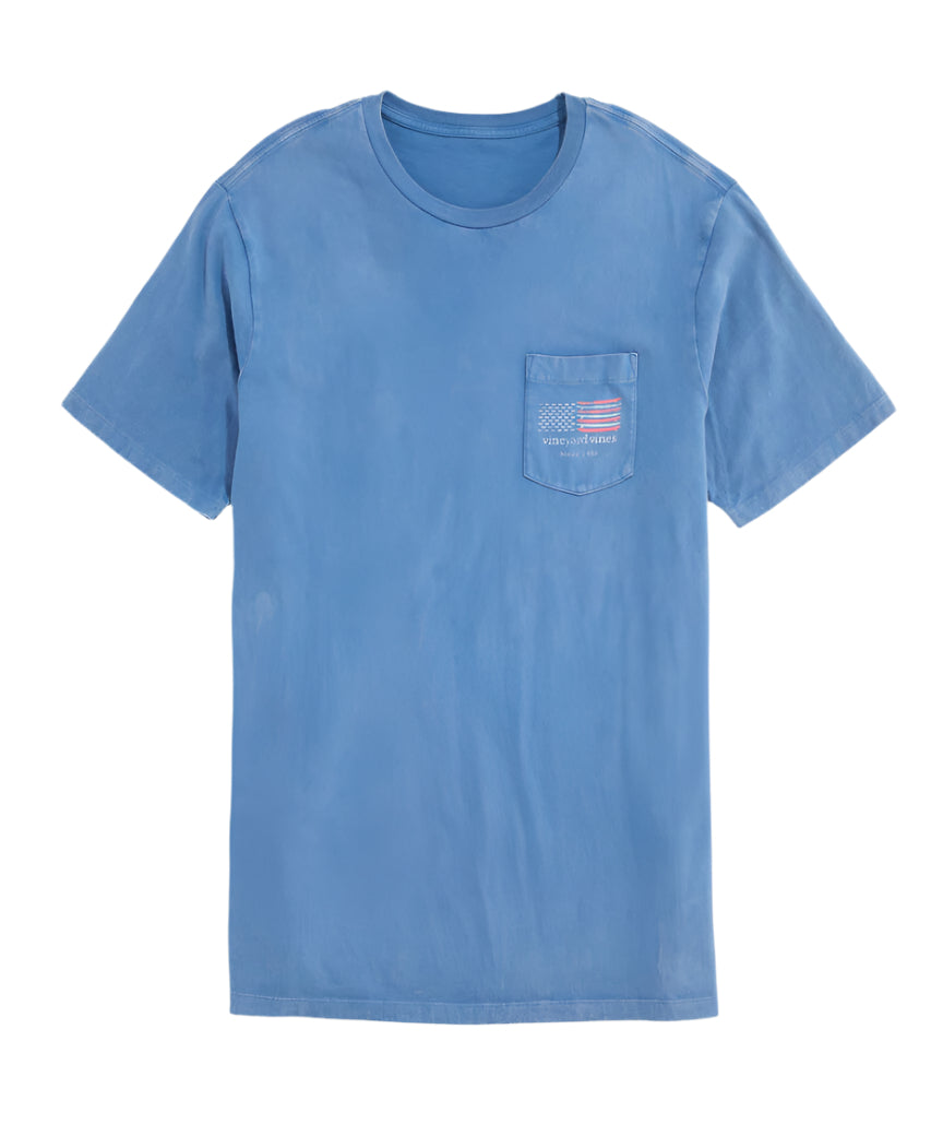 Vineyard Vines Mens Drift Dye Surf Minimal Flag Short-Sleeve Pocket T-Shirt