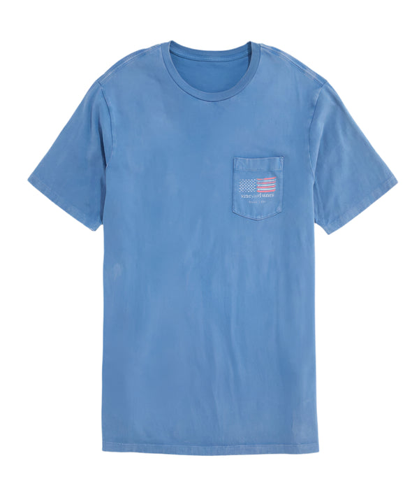 Vineyard Vines Mens Drift Dye Surf Minimal Flag Short-Sleeve Pocket T-Shirt