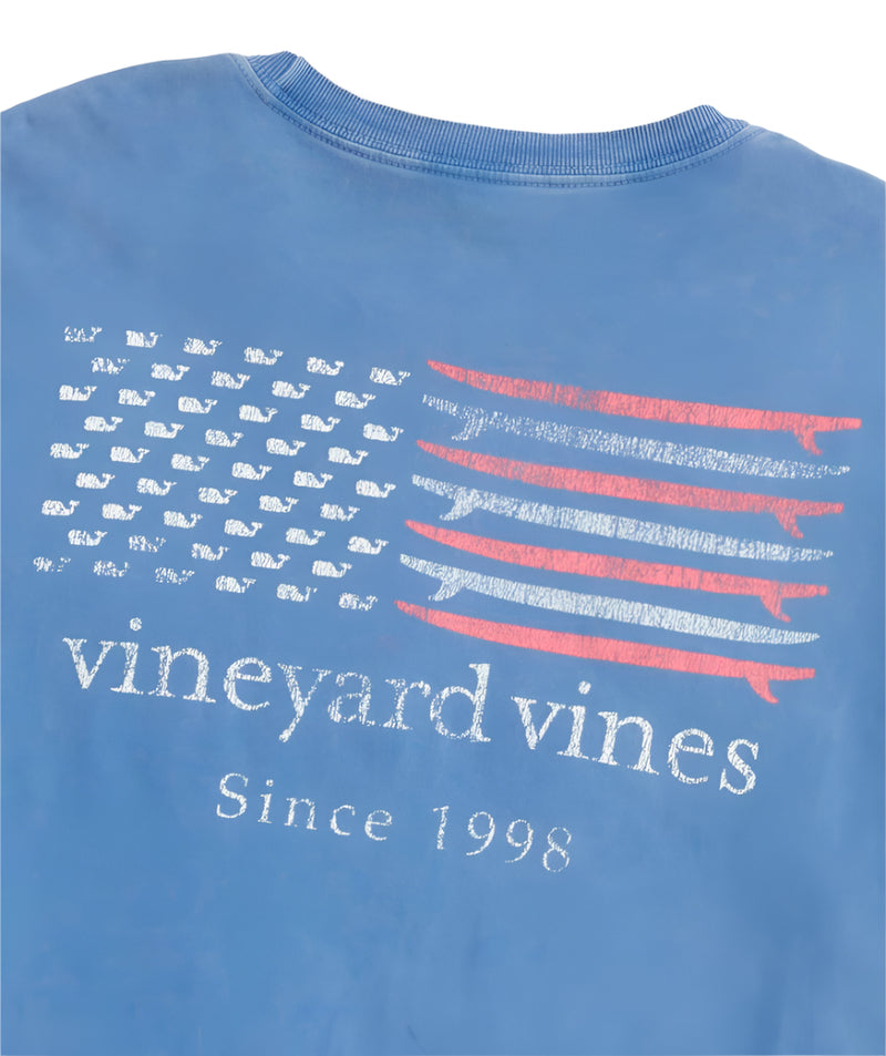 Vineyard Vines Mens Drift Dye Surf Minimal Flag Short-Sleeve Pocket T-Shirt
