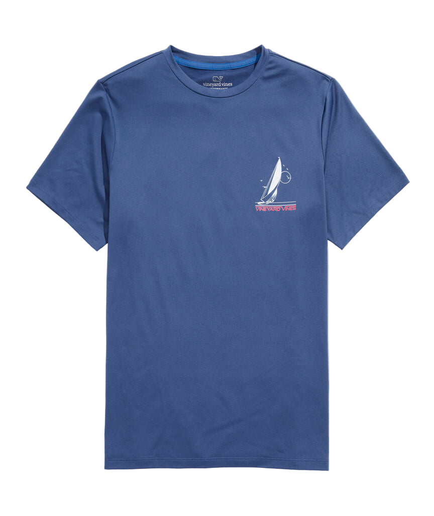 Vineyard Vines Mens Retro Sailboat Short-Sleeve Performance Harbor T-Shirt