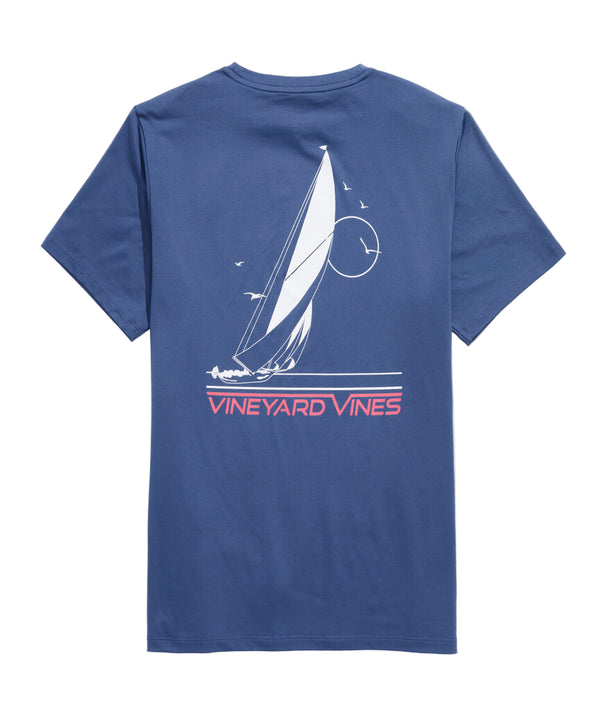 Vineyard Vines Mens Retro Sailboat Short-Sleeve Performance Harbor T-Shirt