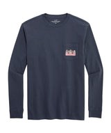 Vineyard Vines Mens Ghost Pups Logo Box Long-Sleeve Pocket T-Shirt