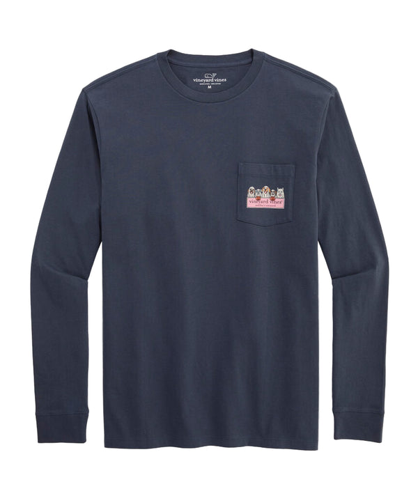 Vineyard Vines Mens Ghost Pups Logo Box Long-Sleeve Pocket T-Shirt