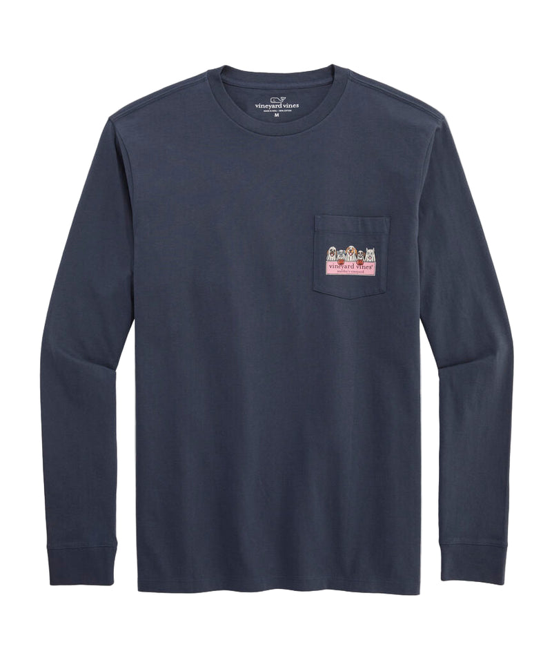 Vineyard Vines Mens Ghost Pups Logo Box Long-Sleeve Pocket T-Shirt