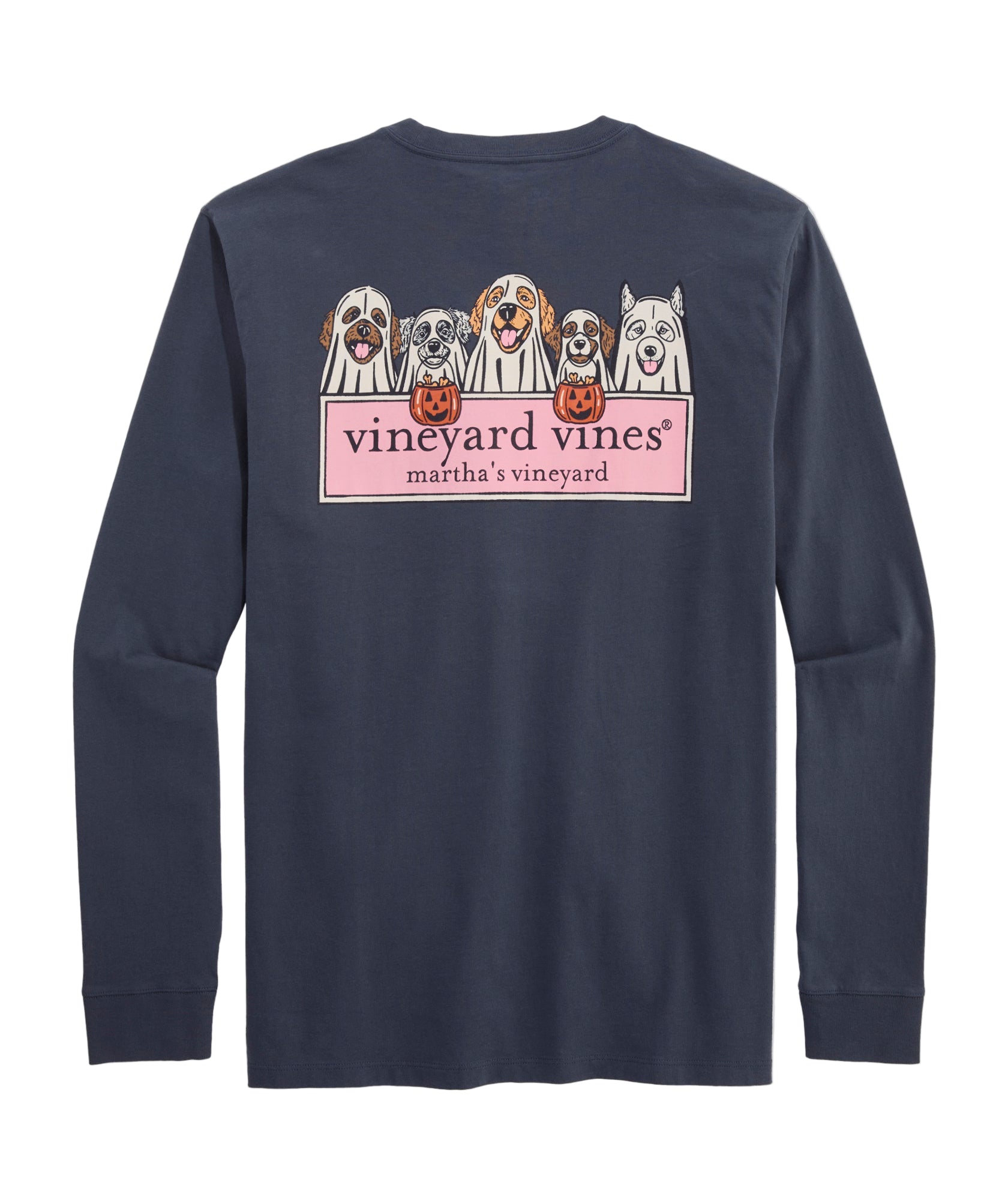 Vineyard Vines Mens Ghost Pups Logo Box Long-Sleeve Pocket T-Shirt