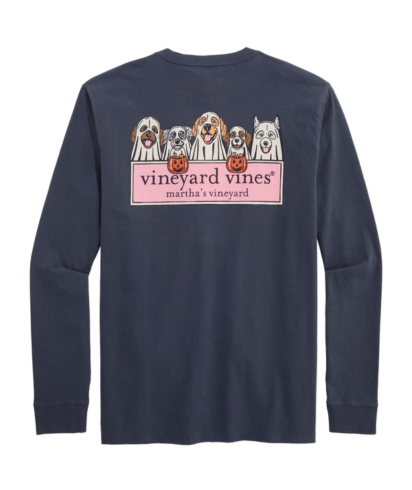Vineyard Vines Mens Ghost Pups Logo Box Long-Sleeve Pocket T-Shirt
