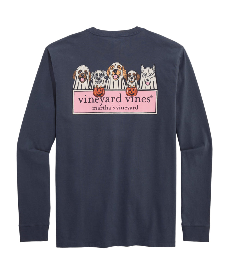Vineyard Vines Mens Ghost Pups Logo Box Long-Sleeve Pocket T-Shirt
