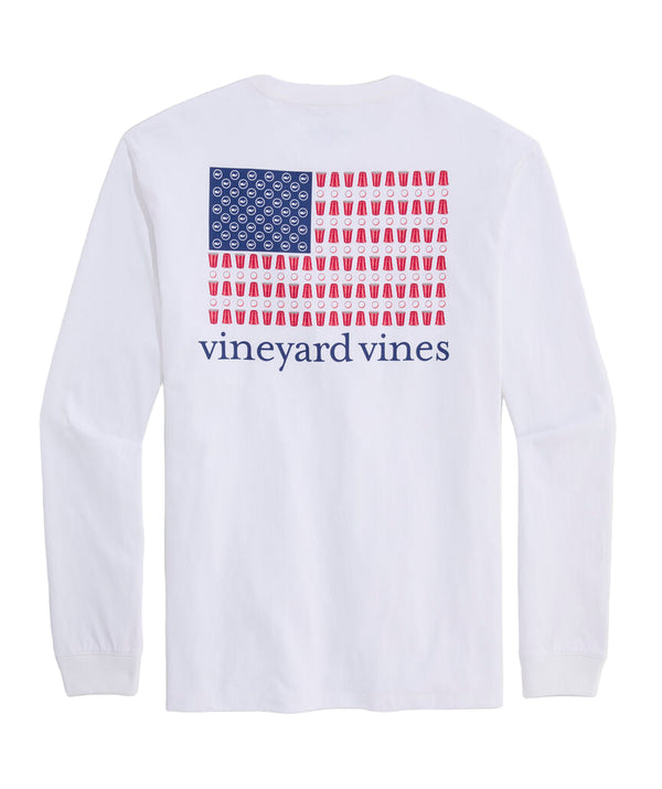 Vineyard Vines Mens Beer Pong Flag Long-Sleeve Pocket T-Shirt