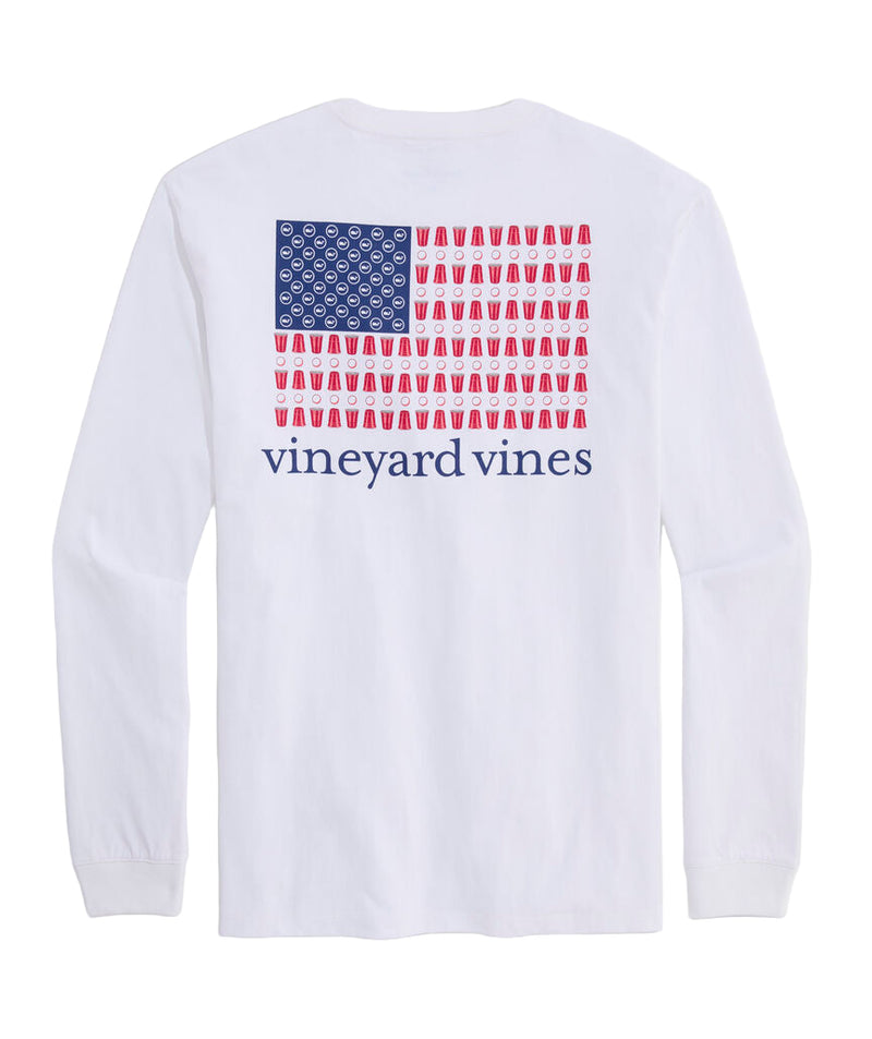 Vineyard Vines Mens Beer Pong Flag Long-Sleeve Pocket T-Shirt
