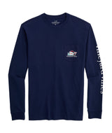 Vineyard Vines Mens Santa Whale List Long-Sleeve Pocket T-Shirt