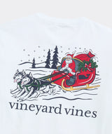 Vineyard Vines Mens Santa Dog Sleigh Long Sleeve Pocket T-Shirt