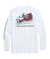Vineyard Vines Mens Santa Dog Sleigh Long Sleeve Pocket T-Shirt